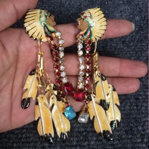 Lunch At The Ritz Earrings Pierced Dangle Enamel RARE NWOT